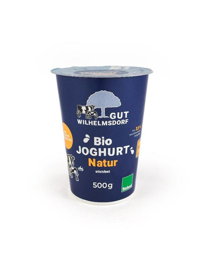 Produktfoto zu Gut Wilhelmsdorf Joghurt natur stichfest 3,5% 500g aus kuhgebundener Kälberaufzucht