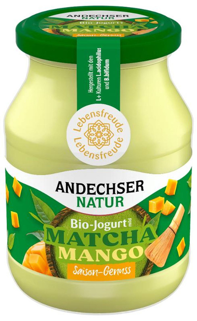 Produktfoto zu Andechser Joghurt Matcha-Mango 3,8% 500g