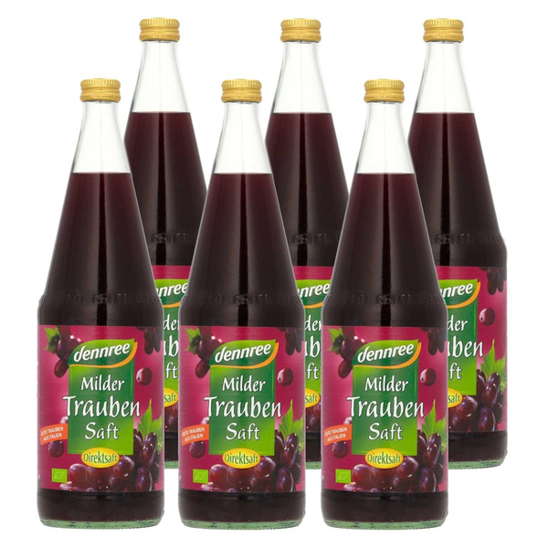 Produktfoto zu Kiste dennree Milder Traubensaft 6x1L