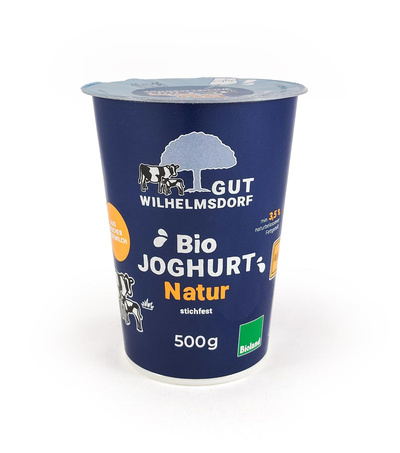 Produktfoto zu Gut Wilhelmsdorf Joghurt natur stichfest 3,5% 500g aus kuhgebundener Kälberaufzucht