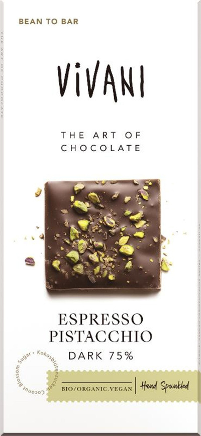 Produktfoto zu Vivani Espresso Pistacchio Dark 80g