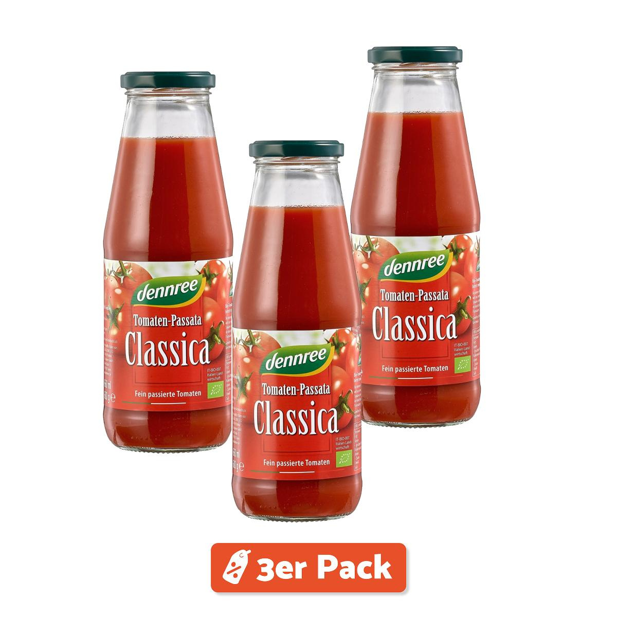 3er Pack dennree Tomaten-Passata classic 680g