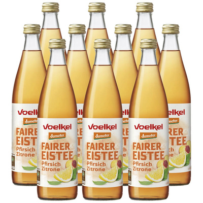 Produktfoto zu Kiste Voelkel Eistee Pfirsich Zitrone 10x0,5L