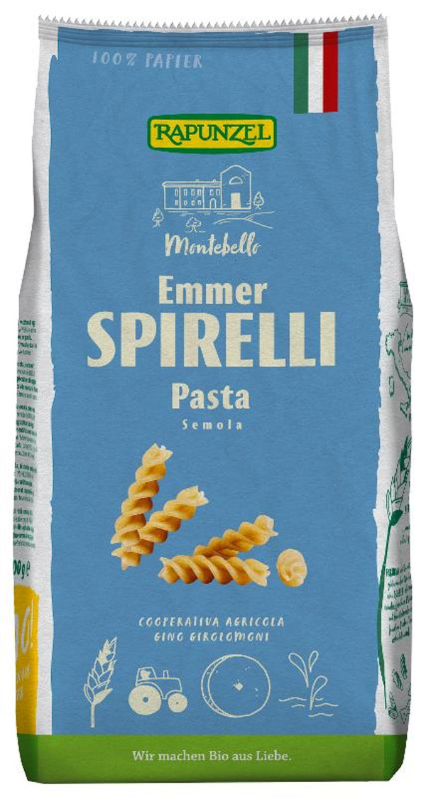 Produktfoto zu Rapunzel Emmer-Spirelli Semola 500g