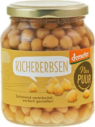 Produktfoto zu Nur Puur Kichererbsen im Glas 360g