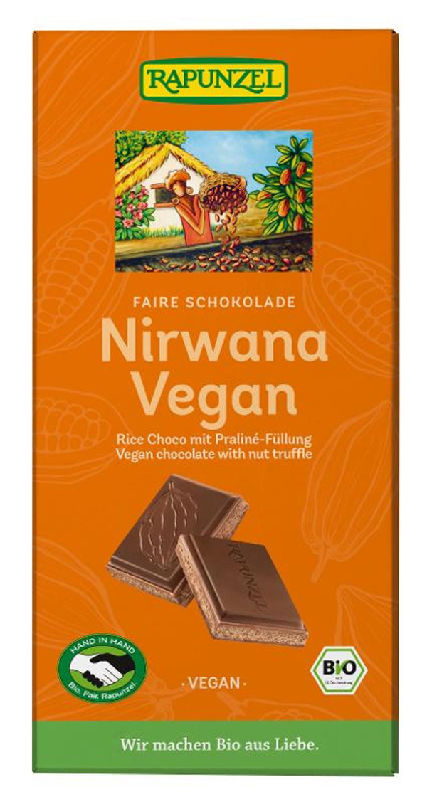 Produktfoto zu Rapunzel Nirwana vegane Schokolade mit Praliné Füllung 100g