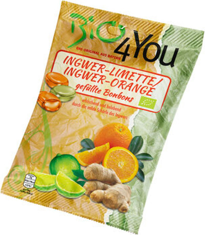 Produktfoto zu Bio4You Ingwer-Limette und Ingwer-Orange Bonbons 75g