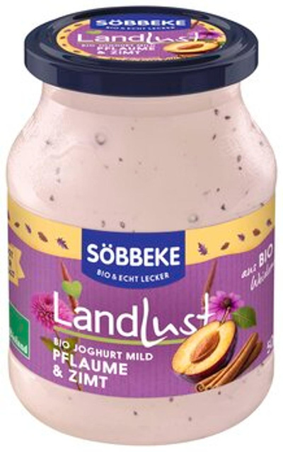 Produktfoto zu Söbbeke Weidemilch Joghurt Pflaume-Zimt 3,8% 500g