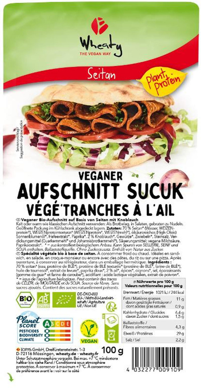 Produktfoto zu Wheaty Veganer Aufschnitt Sucuk 100g