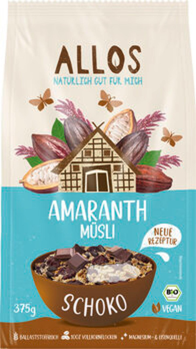 Produktfoto zu Allos Amaranth Schokomüsli 375g
