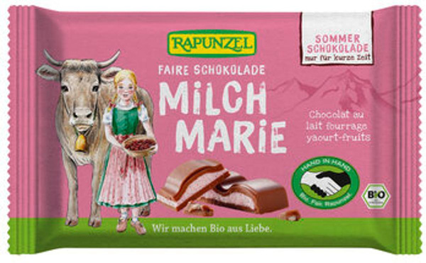 Produktfoto zu Rapunzel Milch Marie Schokolade mit roter Beeren-Joghurt-Füllung 100g