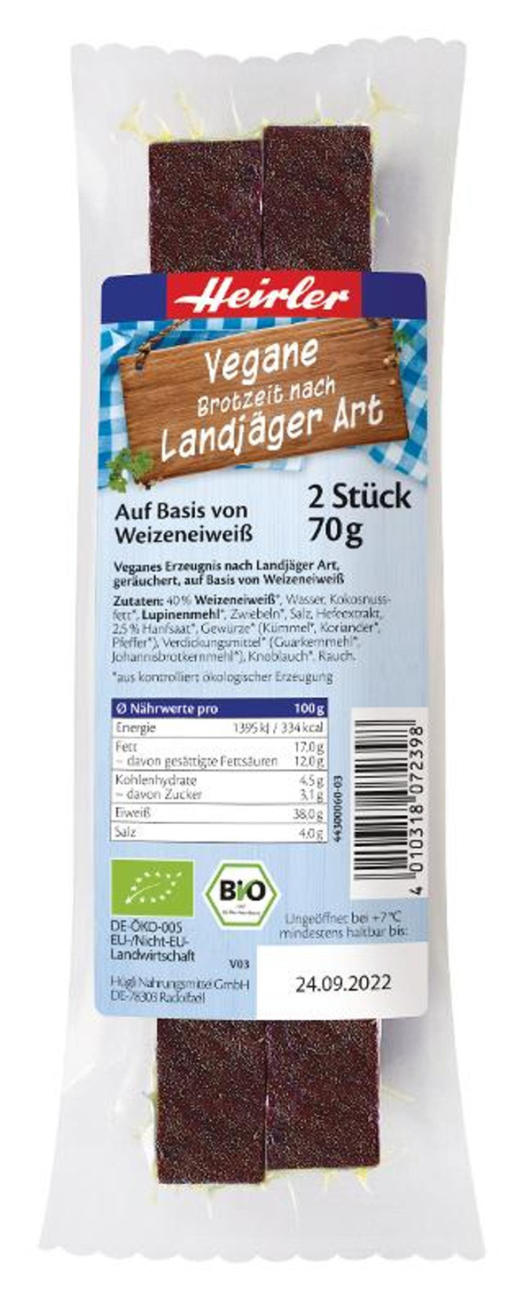Produktfoto zu Heirler vegane Brotzeit Landjäger Art 70g