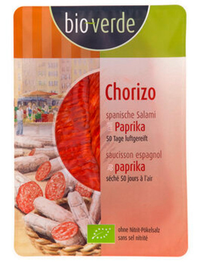 Produktfoto zu bioverde Chorizo-Paprika-Salami Aufschnitt 80g