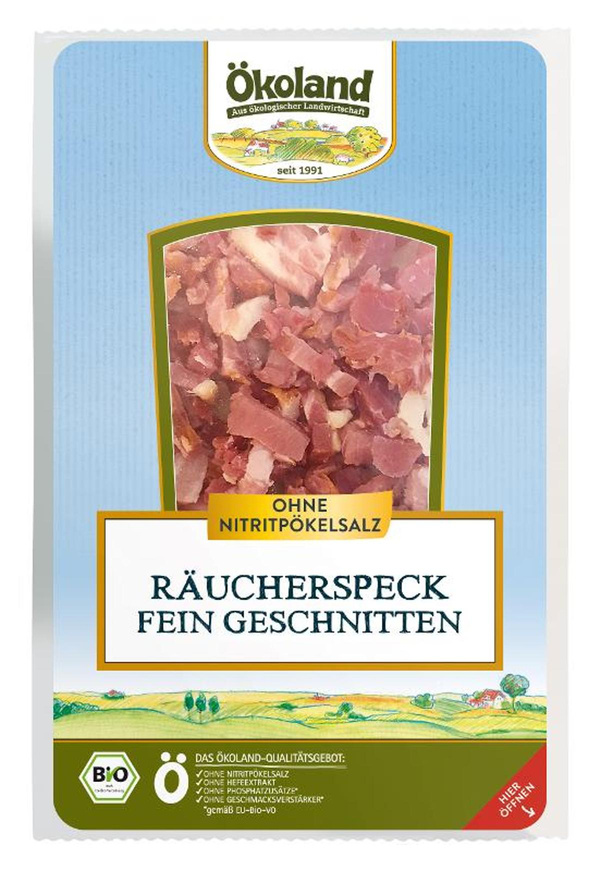Produktfoto zu Ökoland Räucherspeck fein geschnitten 80g