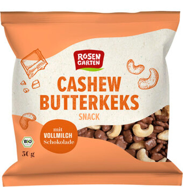 Produktfoto zu Rosengarten Cashew Butterkeks Snack 50g