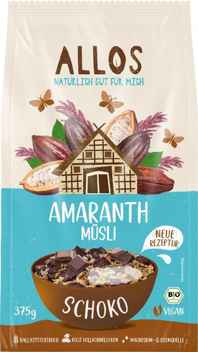 Produktfoto zu Allos Amaranth Schokomüsli 375g