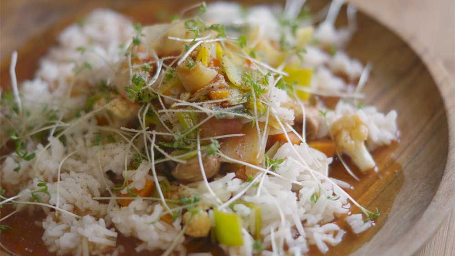 Rezeptbild für Gemüsetopf an perligem Cidre mit Reis