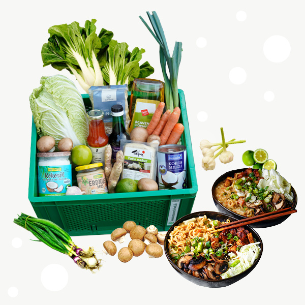 Kiste mit Obst und Gemüse