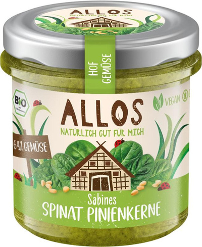 Produktfoto zu Allos Hofgemüse Spinat Pinienkerne 135g