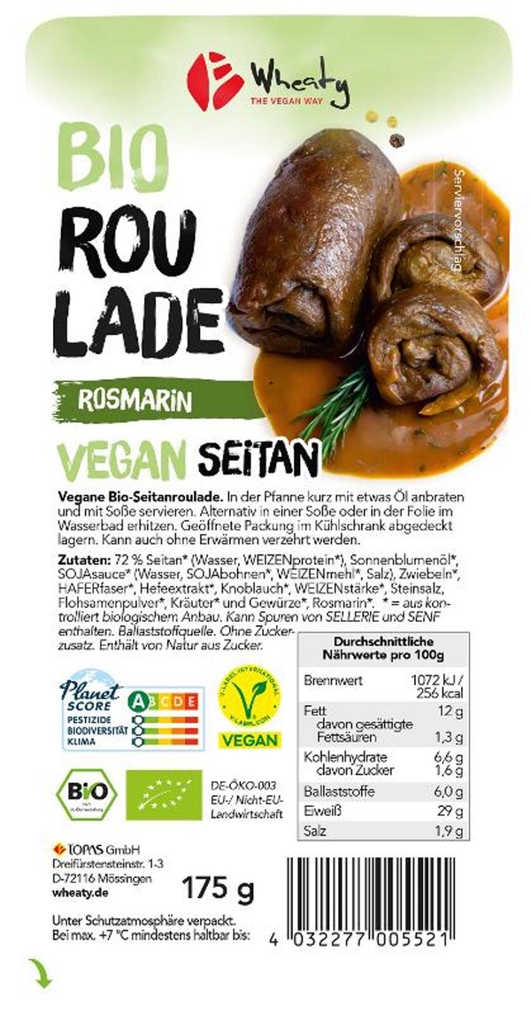 Produktfoto zu Wheaty Vegane Rosmarin-Roulade 175g