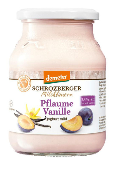Produktfoto zu Schrozberger Joghurt Pflaume Vanille 3,5% 500g