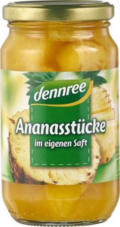 Produktfoto zu dennree Ananas-Stücke 350g