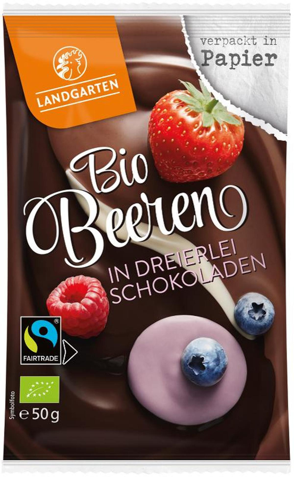 Produktfoto zu Landgarten Beeren in dreierlei Schokolade 50g