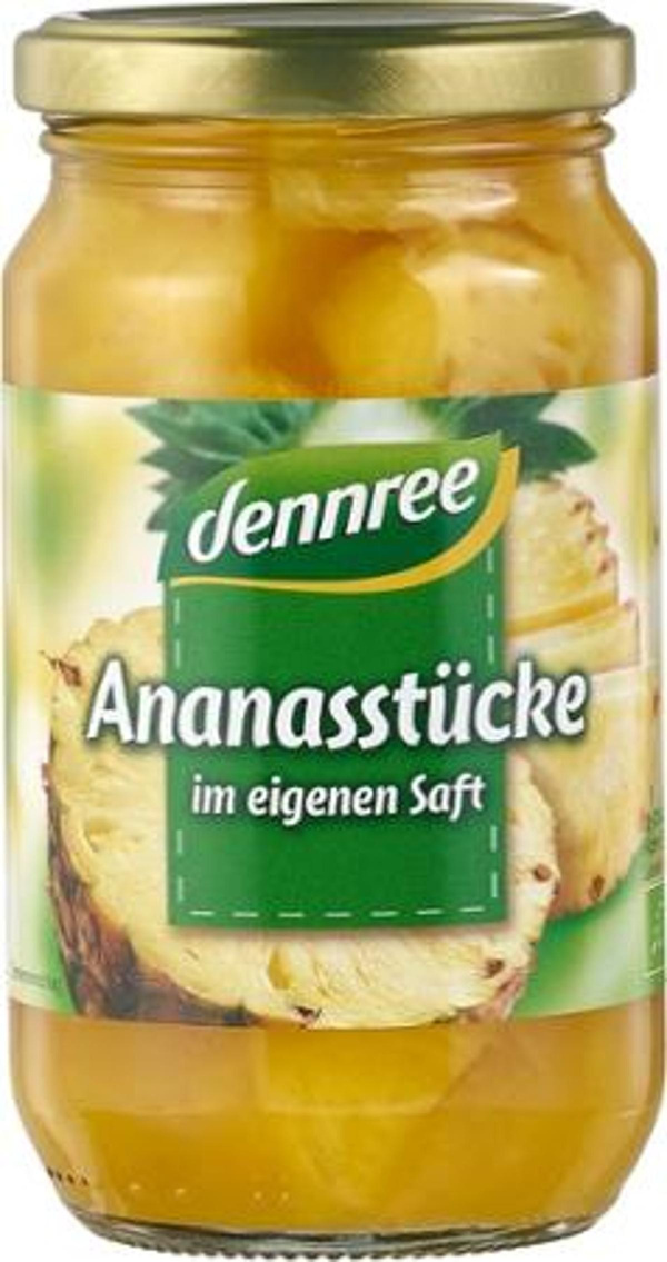 Produktfoto zu dennree Ananas-Stücke 350g