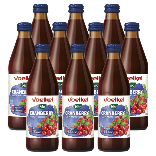 Produktfoto zu Kiste Voelkel Cranberry Saft pur 10x0,33L
