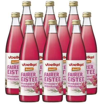 Produktfoto zu Kiste Voelkel Eistee mit Himbeere & Hibiskus 10x0,5L