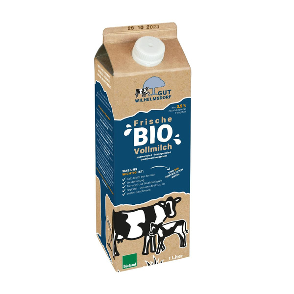 Produktfoto zu Gut Wilhelmsdorf Vollmilch 3,5%Fett 1L aus kuhgebundener Kälberaufzucht