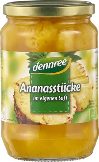 Produktfoto zu dennree Ananas-Stücke 685g