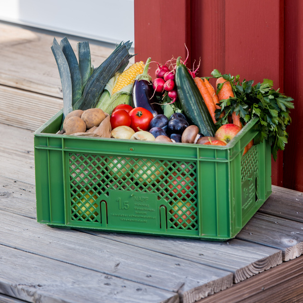 Ökokisten mit Bio-Obst und Gemüse