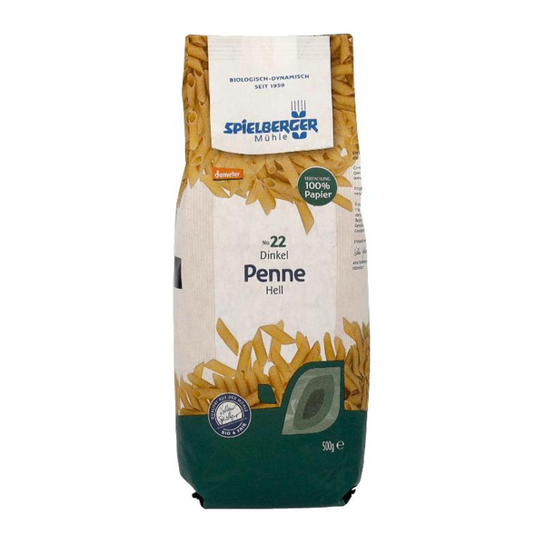 Produktfoto zu Spielberger Mühle Dinkel Penne hell 500g