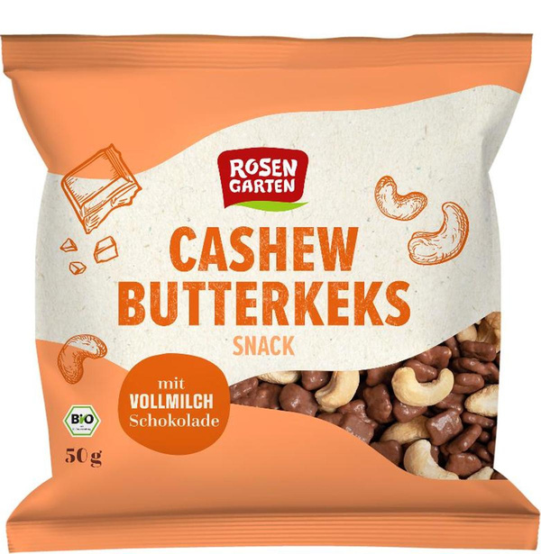 Produktfoto zu Rosengarten Cashew Butterkeks Snack 50g