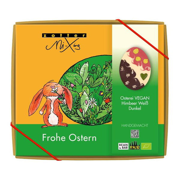 Produktfoto zu Zotter Osterei vegan Himbeer weiss dunkel 100g
