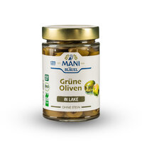 MANI Grüne Oliven in Lake, entkernt, bio, NL Fair
